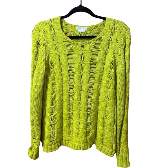 Lovers + Friends Neon Green XS Distressed Sweater - Picture 1 of 4